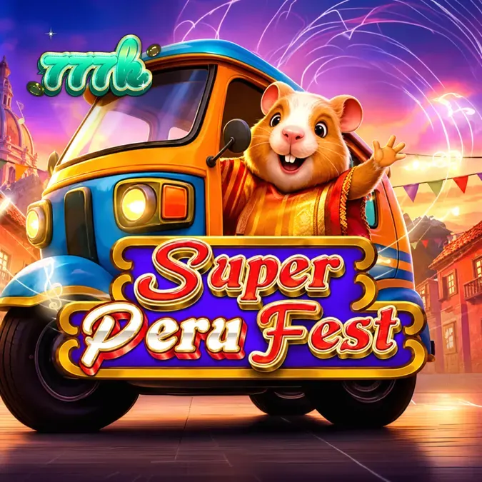 Visual vibrante e festivo do slot Super Peru Fest com elementos da cultura peruana